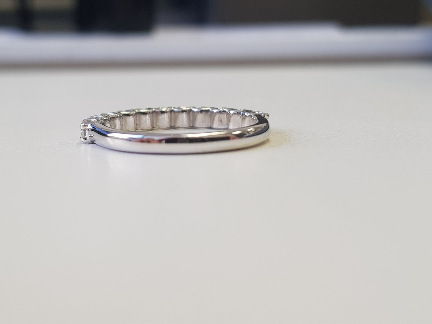 diamond wedding band white 14k gold back view