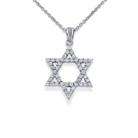 תליון יהלום Pave 0.51 קראט מגן דוד עגול בחיתוך